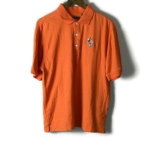 GREG NORMAN x DISNEY Mens Orange Polo Short Sleeve Shirt Size M Mickey Golf
